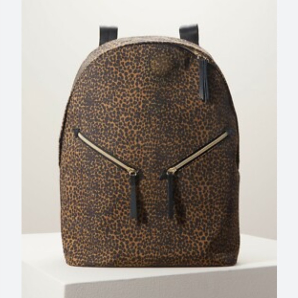 Stella & Dot Leopard Print Backpack with Pink Zebra Lining